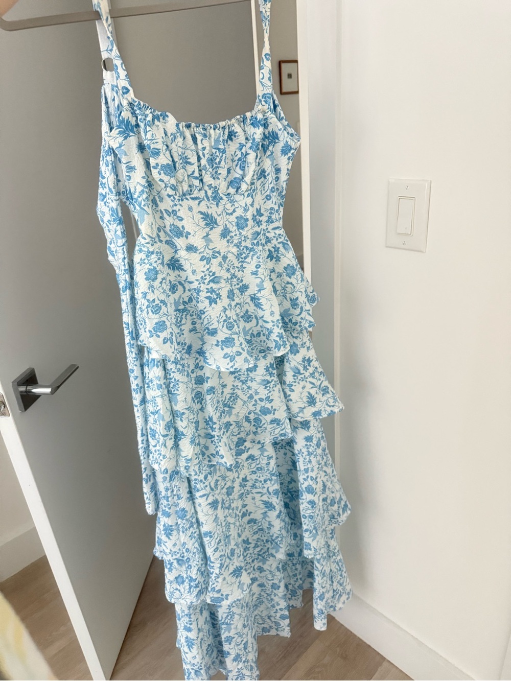 Blue Floral Tiered Sundress - Women